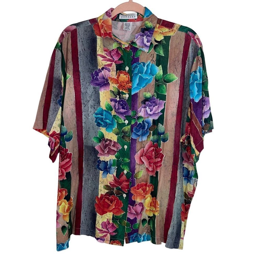 Compagnie Internationale Express Vintage Womens Shirt Size L Multicolor Floral